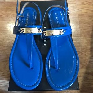 Coach patent leather thong sandal